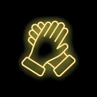 Neon yellow applause clapping hands icon glowing vector