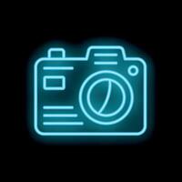 Blue neon camera shining in the dark vector