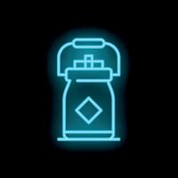 Bright blue neon icon of an open pack of cigarettes on a black background vector