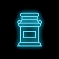 Neon milk can shining in the dark background vector