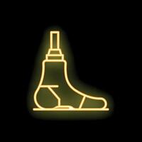Neon icon of prosthetic leg representing overcoming challenges vector