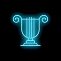 Blue neon lyre glowing on dark background vector