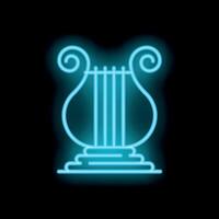Blue neon light showing a harp on black background vector