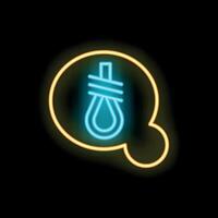 Neon speech bubble showing a hangman's knot on black background vector