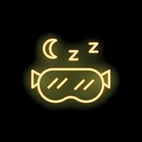 Neon sleeping mask icon glowing on dark background vector