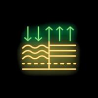 Neon icon showing water passing through soil layers vector