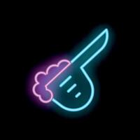 Neon sign representing a smoking gun with brain matter on the barrel vector