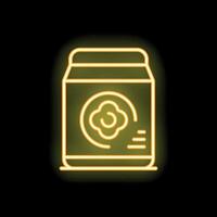 Neon sign of washing powder with fabric softener effect on black background vector