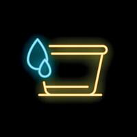 Neon icon of water droplets falling into a container vector