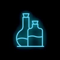 Neon sign showing two bottles with liquid inside vector