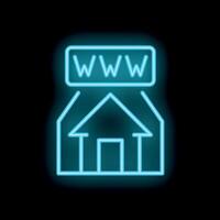 Neon icon of house with www sign representing website hosting vector