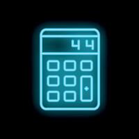 Neon calculator icon displaying number forty four on black background vector