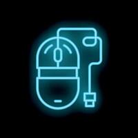 Neon computer mouse icon glowing on dark background vector