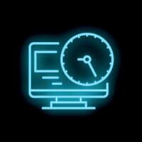 Neon sign of computer showing fast loading speed time concept vector