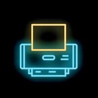 Glowing neon line printer icon isolated on a black background illustration vector