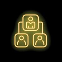 Neon icon of manager leading team with subordinates in organization chart vector
