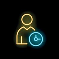 Neon icon of businessman managing time effectively vector