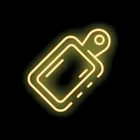 Neon yellow cutting board glowing on black background vector