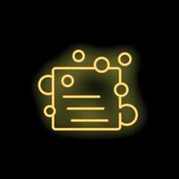 Neon yellow document icon on a black background representing data analysis vector