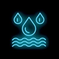 Neon water drops falling down creating waves on water surface vector