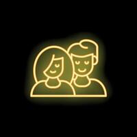 Neon icon of man and woman smiling with eyes closed vector