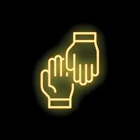 Two hands giving high five gesture neon sign on black background vector