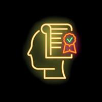 Neon style icon representing obtaining diploma after successful graduation vector