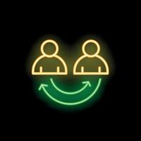 Neon icons of people sharing positive emotions and good vibes vector