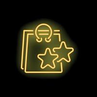 Neon icon of clipboard with stars representing customer feedback vector