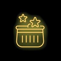 Neon basket full of five stars rating on dark background vector