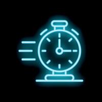 Neon clock showing fast moving time concept vector
