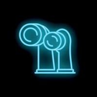Blue neon icon of a vintage external flash unit typically used in photography studios vector