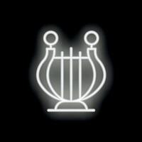 Neon lyre glowing on black background vector