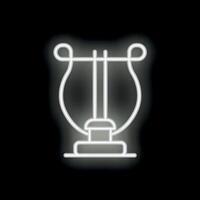 White neon sign depicting a lyre on a black background vector