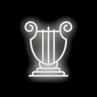 White neon harp glowing on black background vector
