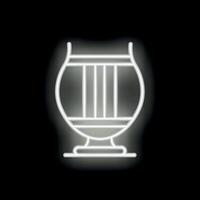 White neon lyre glowing on black background vector