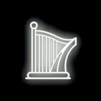 Neon harp shining on black background vector