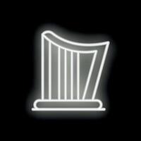 Neon harp glowing white on black background vector