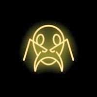 Neon icon of a spider glowing yellow on black background vector