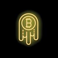Bitcoin cryptocurrency value dripping down neon style icon vector