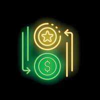 Neon sign showing loyalty program converting into money vector