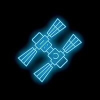 Neon blue satellite orbiting earth providing global communication vector