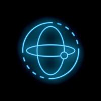 Blue neon globe rotating on black background vector