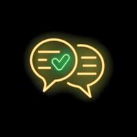 Neon speech bubbles showing successful communication and agreement vector