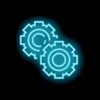 Neon gears turning creating a system working together vector