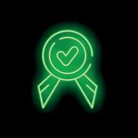 Green neon approved symbol with checkmark on black background vector