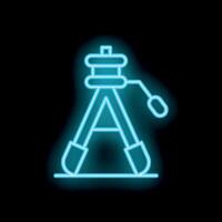 Neon sign representing a compass for exploration and travel vector