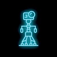 Neon blue action camera on a tripod is recording blog vector