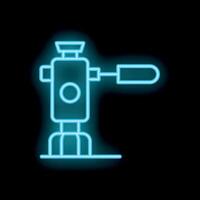 Neon icon of geodetic instrument leveling tool showing blue glowing light vector