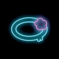 Neon sign of round swimming pool with flower at night glowing on wall vector